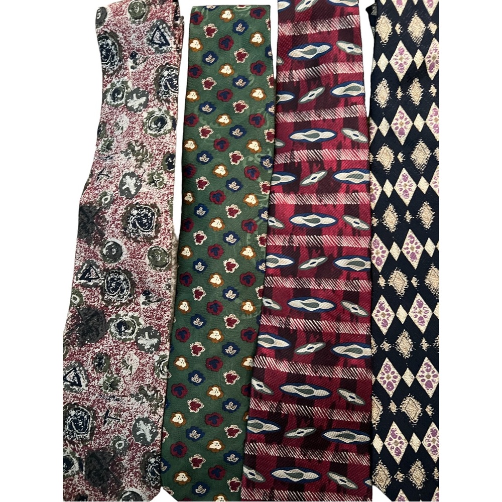 6- NWT Vintage Retro 90’s Y2K Patterned Silk Damon Neck Ties - Picture 3 of 8